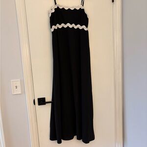 Black Maxi Dress with White Scallop Trim